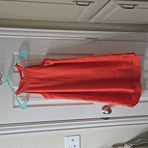 Orange Linen Shift Dress